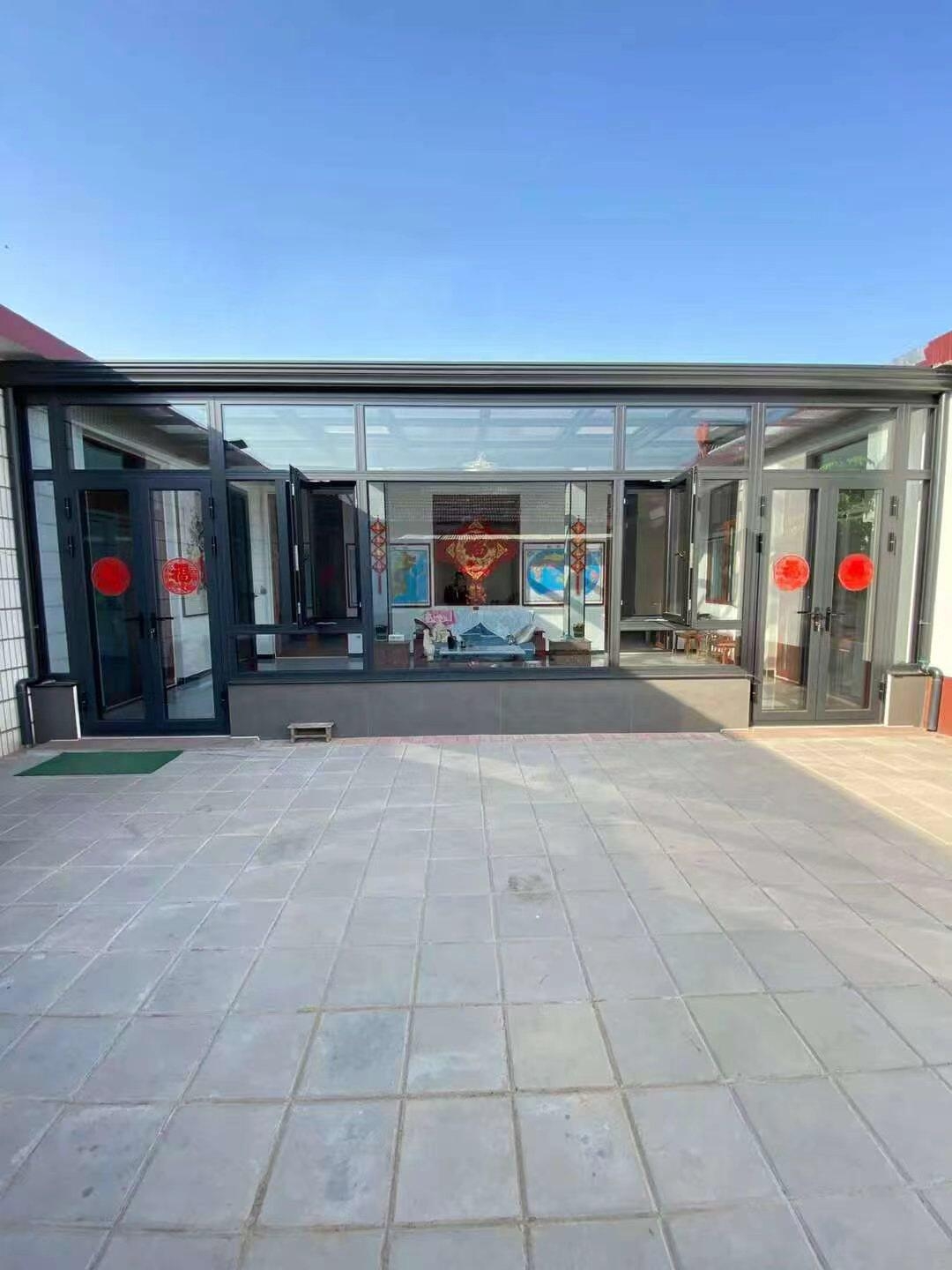 自建房庭院铝合金系统平顶阳光房   