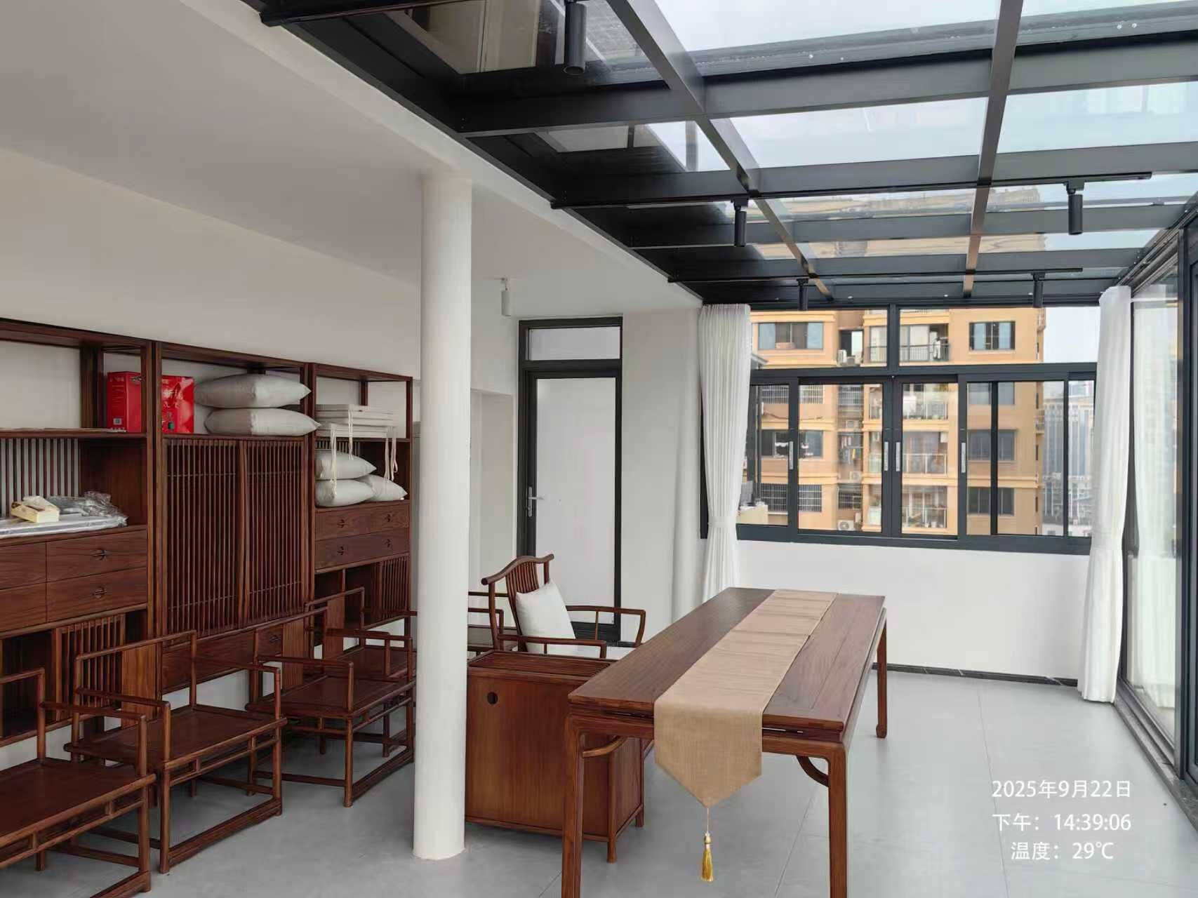 新中式玻璃阳光房茶室茶室案例分享