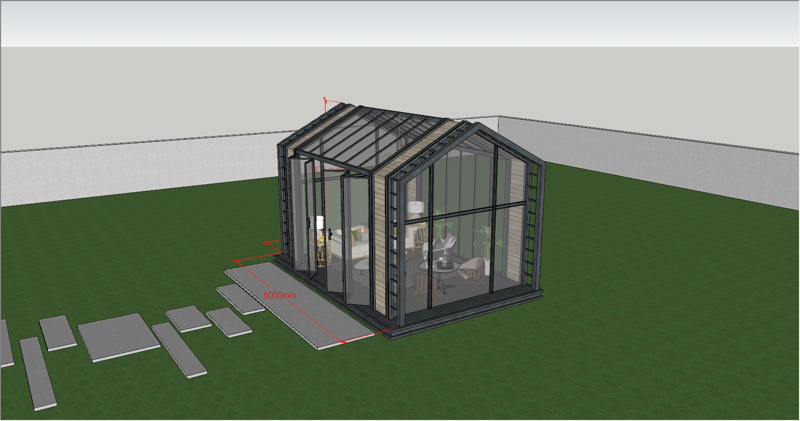 别墅庭院现代简约与自然融合风格SU设计效果图