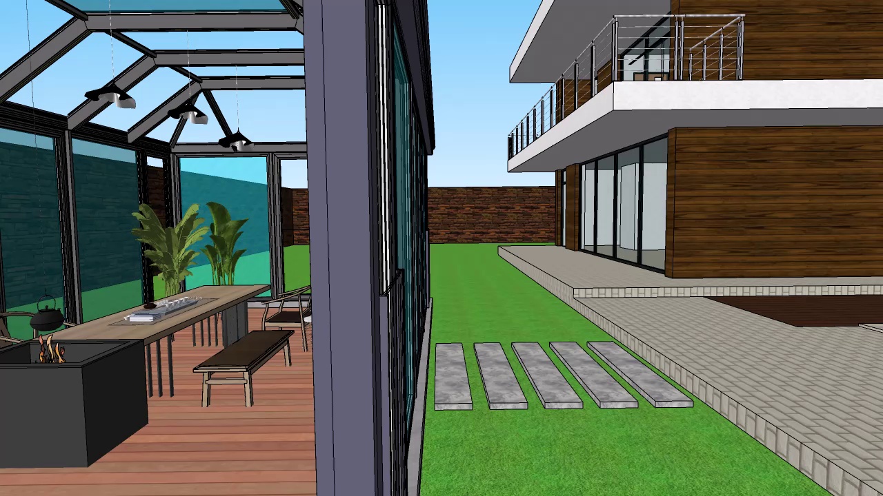 庭院花园内、游泳池边的阳光房SU设计效果图 (3).jpg