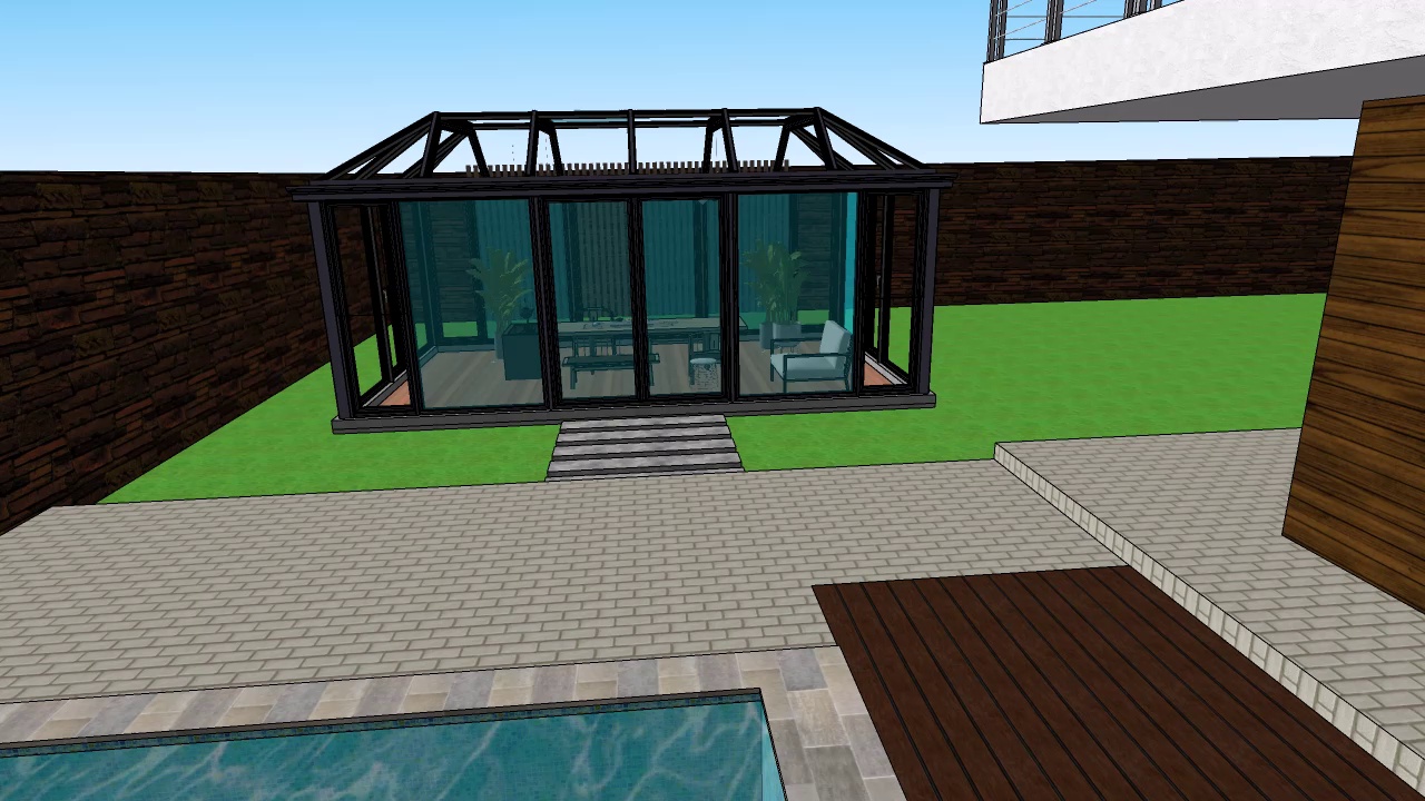 庭院花园内、游泳池边的阳光房SU设计效果图 (2).jpg